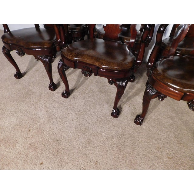 Set of 10 Kindel Winterthur Mahogany Queen Anne Ball Claw Dining Arm Chairs For Sale In South Bend - Image 6 of 17