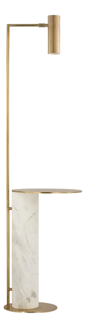 Kelly Wearstler by Visual Comfort Signature Alma Tray Table Floor Lamp in Antique-Burnished Brass and White Marble
