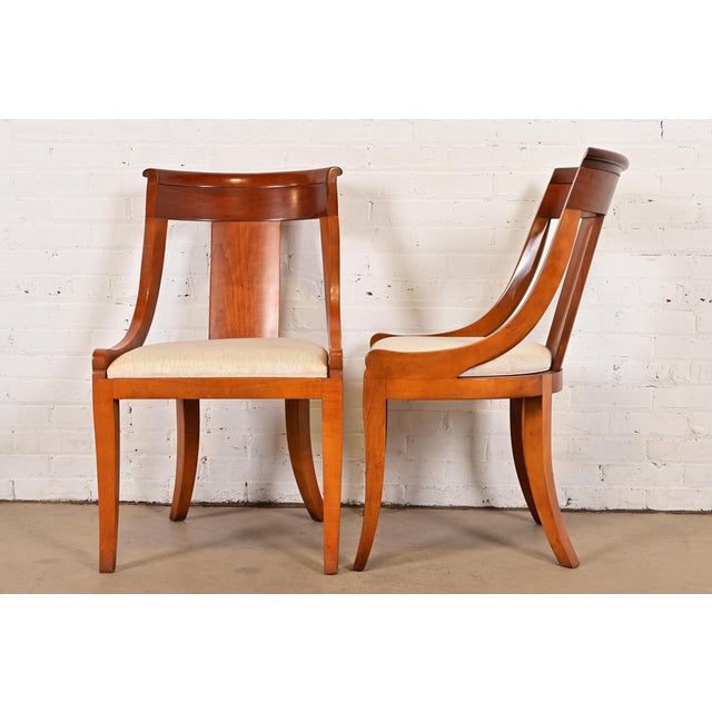 Baker Furniture Regency Solid Cherry Wood Side Chairs or Dining Chairs, Set of Four For Sale - Image 9 of 12