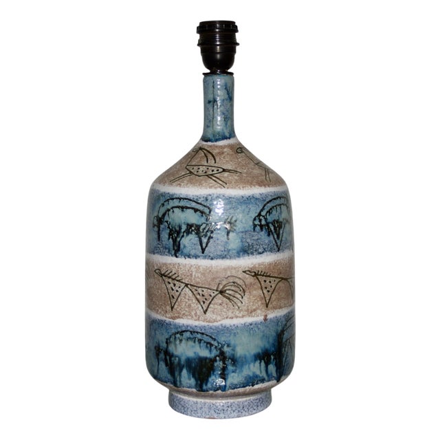 Large Italian Ceramic Lamp by Alvaro Cartei, 1950 For Sale