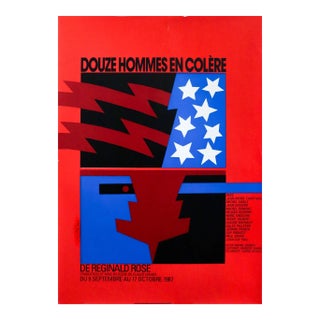 1987 Original Vintage Theatre Poster - "Twelve Angry Men" (Douze Hommes en Colère) For Sale