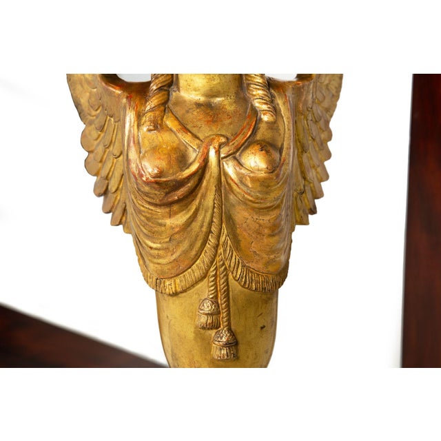 Fine French Empire Mahogany Gilt Figural Sphinx Pier Console Table C. 1815 For Sale - Image 12 of 18