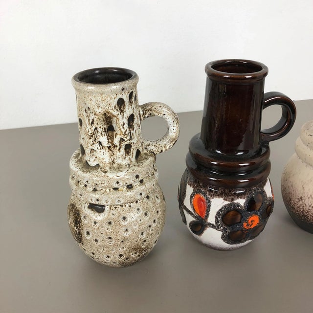 German Fat Lava Vienna Vases from Scheurich, 1970s, Set of 3 For Sale - Image 3 of 16