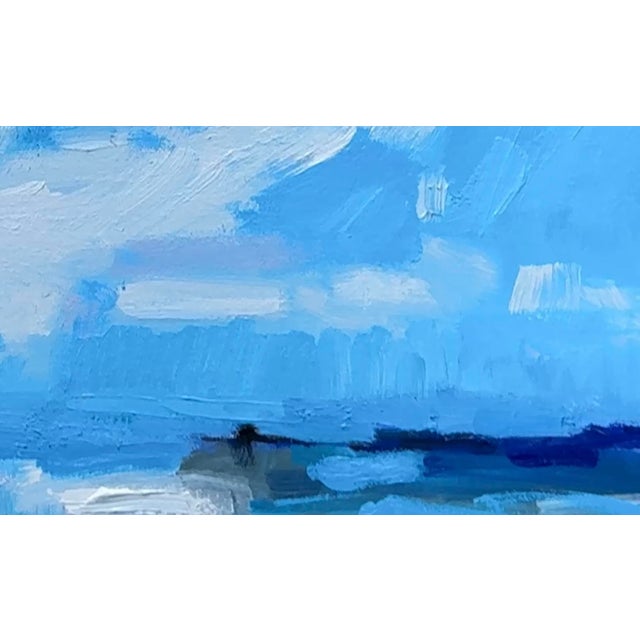 Abstract Contemporary Blue Sky Clouds Seascape Oil Painting For Sale - Image 3 of 14