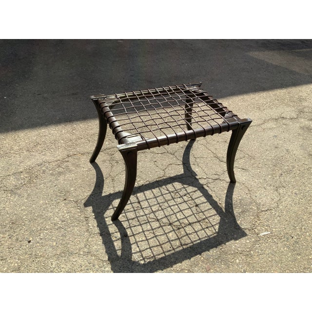 2000 - 2009 Early 21st Century Mid-Century Klismos-Style Ottoman For Sale - Image 5 of 9