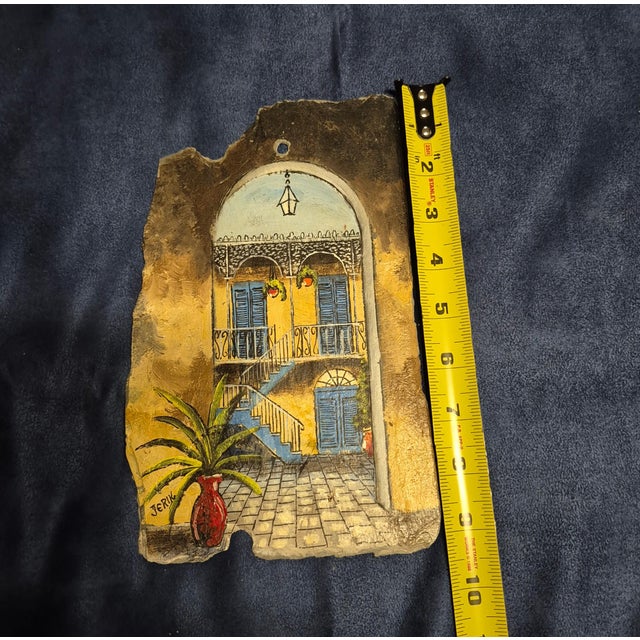 Folk Art Late 20th Century Slate Tile New Orleans Artwork by Jerik For Sale - Image 3 of 4