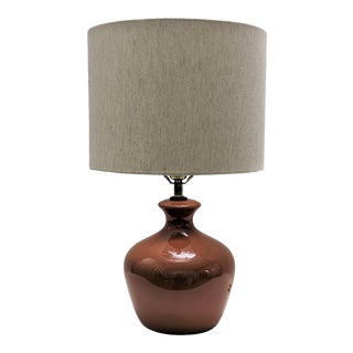 Mid-Century Stoneware Orange Table Lamp For Sale