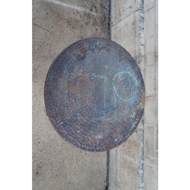 Late 20th Century Vintage Turkish Hammered Copper & Iron Round Side End Table For Sale - Image 5 of 9