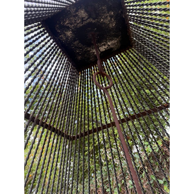 Monumental 77-Inch Custom Artisan Hand-Welded Wrought Iron Pagoda Aviary (Birdcage) on Stand For Sale - Image 12 of 12