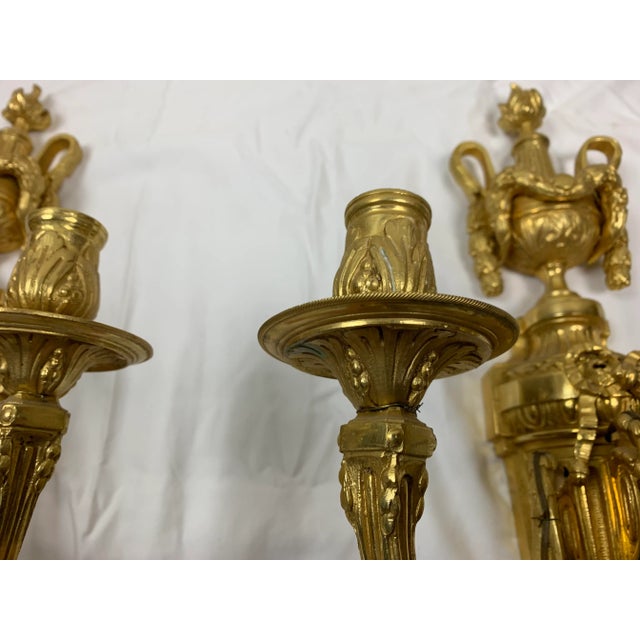 19th Century Neoclassical Style Gilt Bronze Sconces - a Pair For Sale - Image 12 of 12
