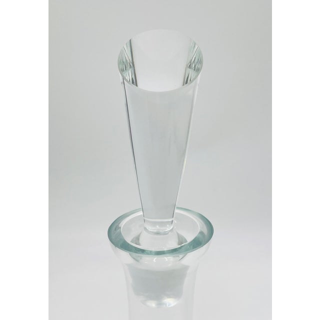 Modernist Clear Crystal Decanter W/ Sculptural Stopper, Minimalist Barware For Sale - Image 10 of 12