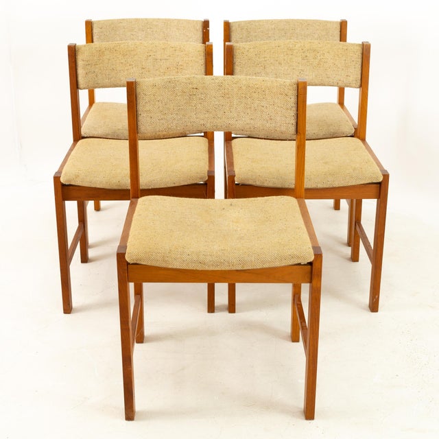 DScan Mid Century Teak Upholstered Curved Back Dining Chairs Set of 5 Chairish