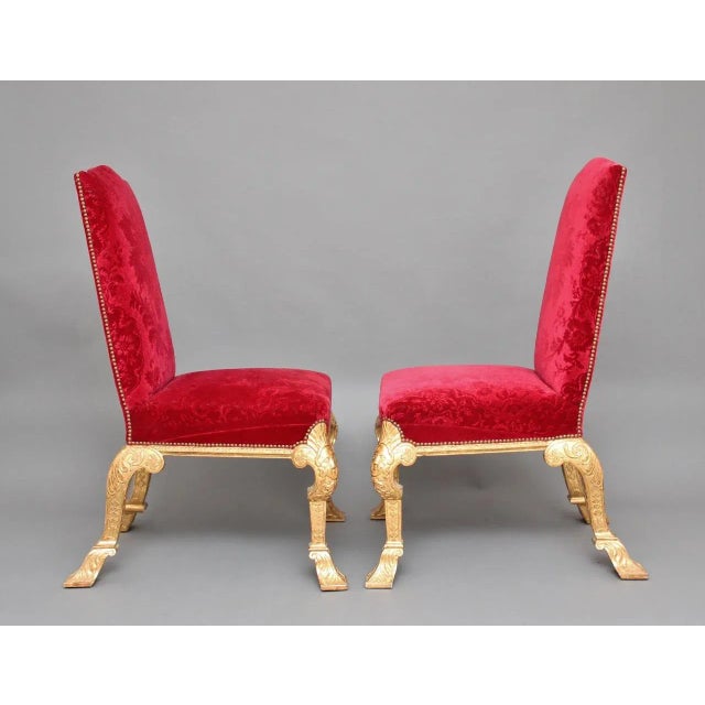 Set of Vintage George I Style Gilt Wood Chairs, 1920s For Sale - Image 3 of 15