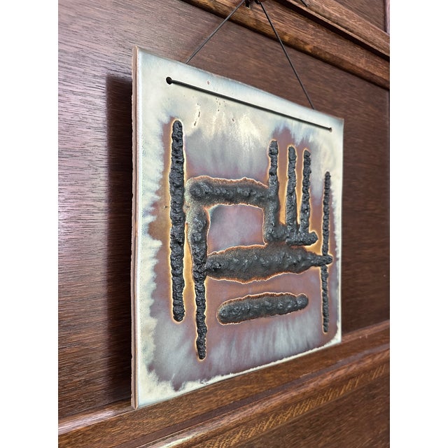 Brutalist Ceramic Art Tile Wall Sculpture or Relief with Abstract Motif, Germany, 1960s For Sale - Image 13 of 18