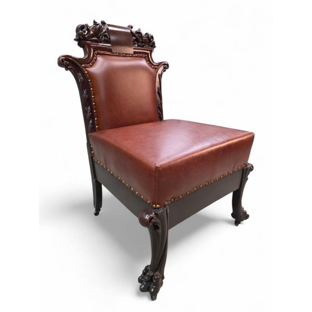 Antique American Renaissance Revival Carved Walnut Parlor Suite Newly Upholstered – Set of 3 For Sale - Image 4 of 7