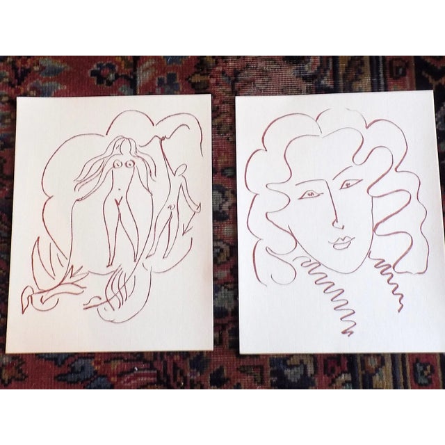 Mid-Century Modern Vintage Henri Matisse Bistre Abstract Modernist Portraits & Nude Couple - Set of 3 For Sale - Image 3 of 7