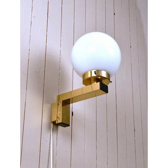 Swedish Model V397 Sconces in Brass and Opaque Glass by Hans-Agne Jakobsson for Hans-Agne Jakobsson AB, 1970s, Set of 2 For Sale - Image 11 of 11