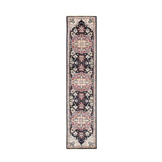 2'6"x10 Inviting Oriental Navy Medallion Traditional Hand Knotted Wool Carpet Rug For Sale