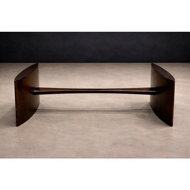 Joaquim Tenreiro Joaquim Tenreiro Rosewood & Crystal Coffee Table — Elliptical Form, Brazil, 1960s For Sale - Image 4 of 11