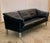 Danish mid-century three seat black leather sofa in the style of Henning Jensen Sofa
