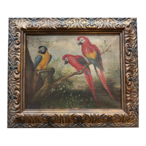 19th Century Painting of Exotic Birds in Landscape