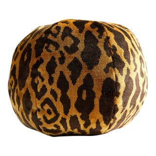 The House of Scalamandré Leopardo Sphere Pillow, Ivory, Gold & Black For Sale