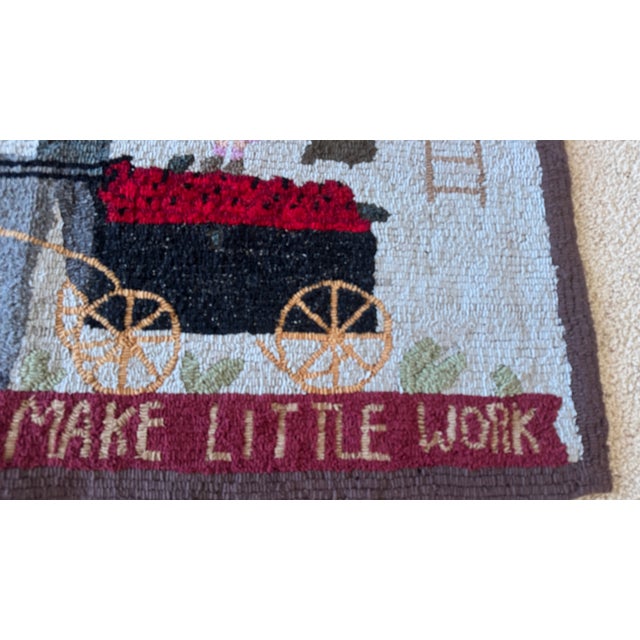 Antique Textile Pictorial Horse Cart Folk Art, Handmade, Rare C1910 Americana For Sale - Image 17 of 18