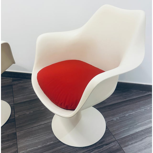 Metal Early Eero Saarinen for Knoll Tulip Dining Arm Chairs 1956 Mid Century Modern For Sale - Image 7 of 10