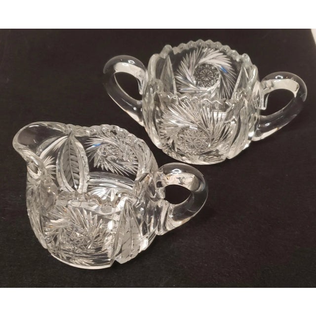 Antique Creamer and Sugar Set American Brilliant Period Cut Glass- a Pair For Sale In Phoenix - Image 6 of 9