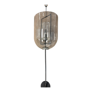 Late 20th Century Glass Floor Lamp With Hurricane Shade