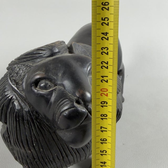 Vintage Modernist Ebonized Wood Lion, 1960s For Sale - Image 14 of 15