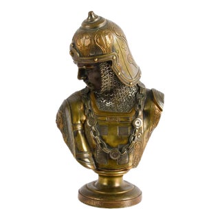 French Bronze Medieval Crusader Bust After Émile Guillemin For Sale