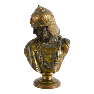 French Bronze Medieval Crusader Bust After Émile Guillemin
