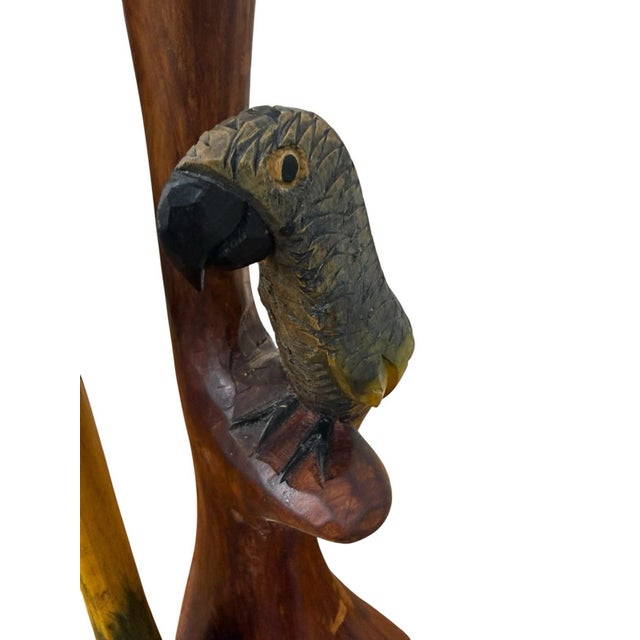 Vintage Folk Art Wood Sculpture Parrot Hand Carved & Painted 41” For Sale - Image 12 of 12