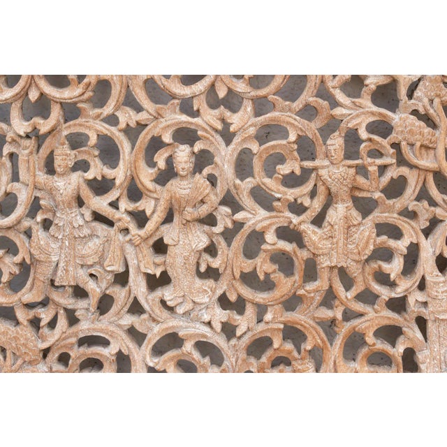 Mandalay Screen Antique Double Sided Pierced Carving Panel For Sale - Image 9 of 14