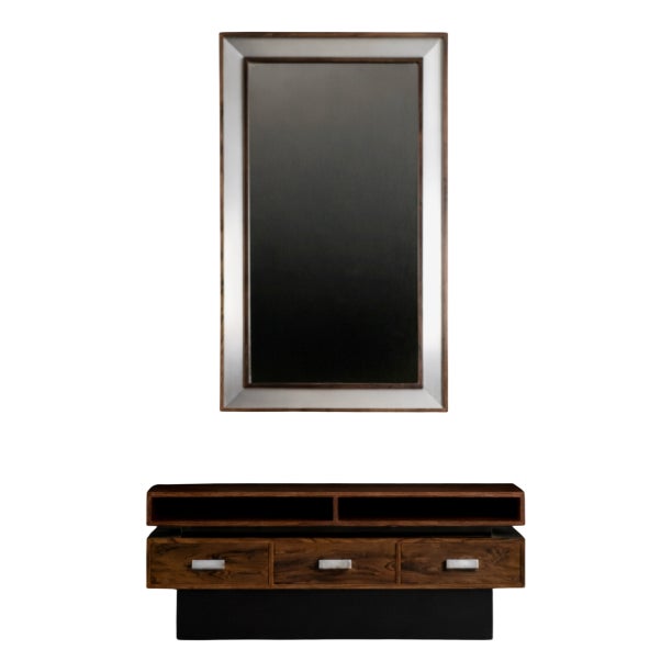 Vintage Scandinavian Ambassador Console with Mirror from Fröseke Nybrofabriken Ab, 1970s, Set of 2 For Sale