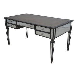 Theodore Alexander Louis XVI Mirrored Leather Top Writing Desk For Sale
