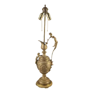 Late 19th Century Antique Renaissance French Bronze Figural Ewer Museum Quality Table Lamp
