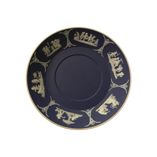 Late 19th Century Antique 19th/Early 20th Century Wedgwood Jasperware Demitasse Cup/Saucer Cobalt Blue For Sale - Image 5 of 12