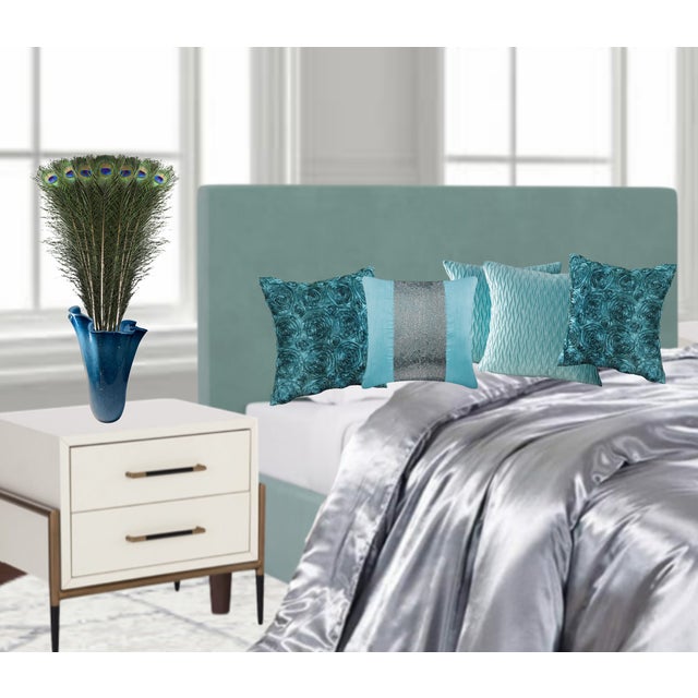 Blue Large Blue Murano Ruffled Art Glass Vase For Sale - Image 8 of 12