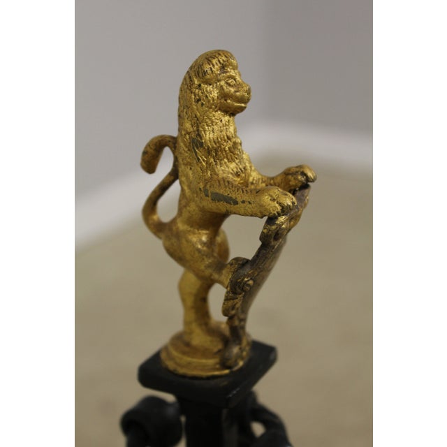 Outstanding Palatial Wrought Iron 3 Piece Fireplace Andiron Set For Sale - Image 12 of 13