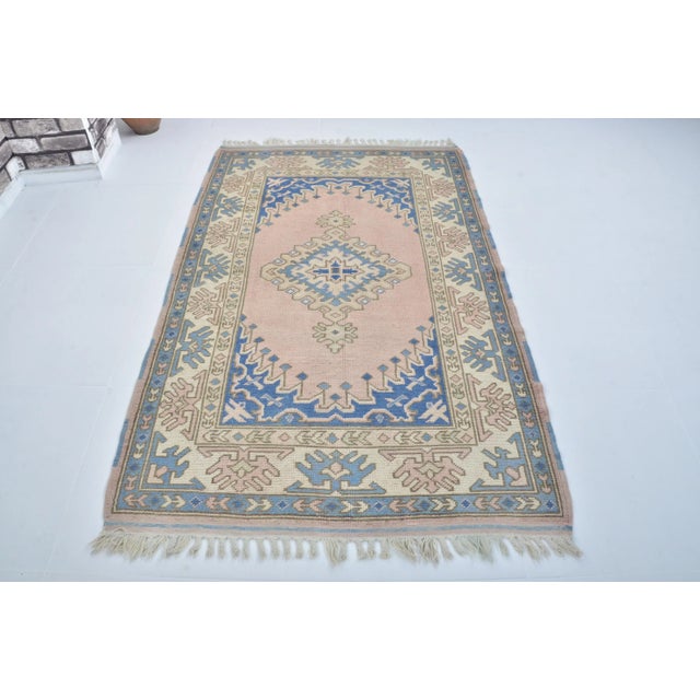 1960s Pastel Vintage Modern Decor Turkish Oushak Rug For Sale - Image 11 of 11