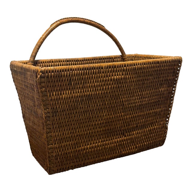 Woven Rattan Magazine Basket For Sale