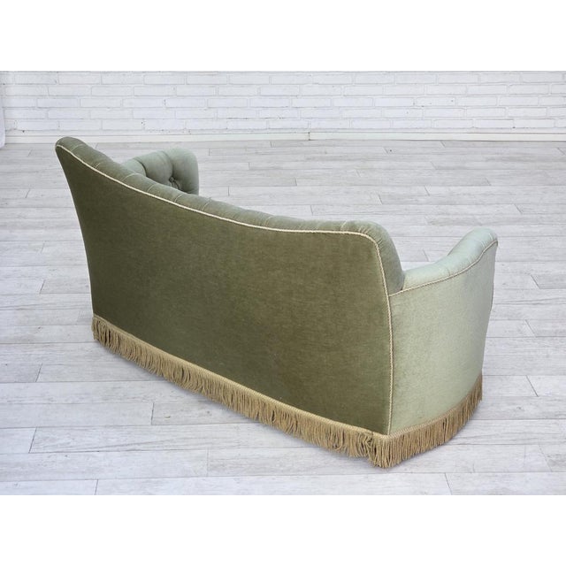 Danish 2-Seater Sofa in Light Green Velour and Ash, 1960s For Sale - Image 12 of 17