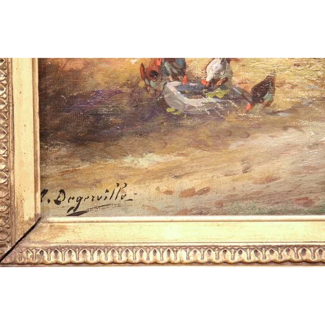 19th Century French Rural Farm Scene Oil Painting Signed A. Degerville For Sale - Image 4 of 9