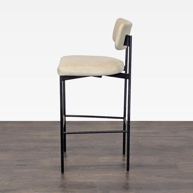 Modern Pottery Barn Maison Leather Bar Stool For Sale - Image 3 of 9