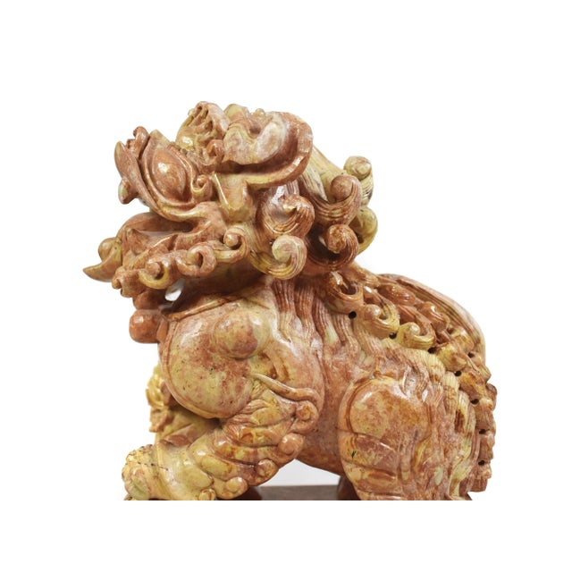 Stone Mid-Century Carved Stone Chinees Dragon Lion Statue Sculpture For Sale - Image 7 of 11