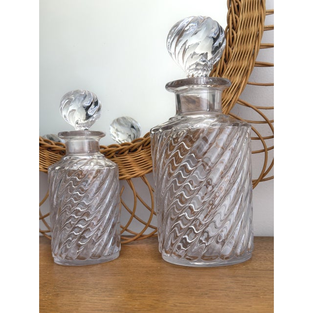 Crystal Topper Bottles with Bamboo Twist Pattern from Baccarat, France, 1910s, Set of 8 For Sale - Image 8 of 13