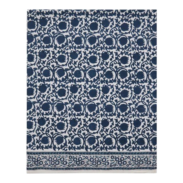 Lotus King Blue Fitted Sheet For Sale