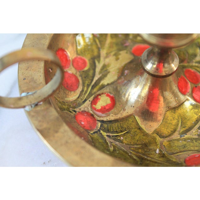 Late 20th Century Vintage Enameled Brass Candlestick Holders For Sale - Image 5 of 7